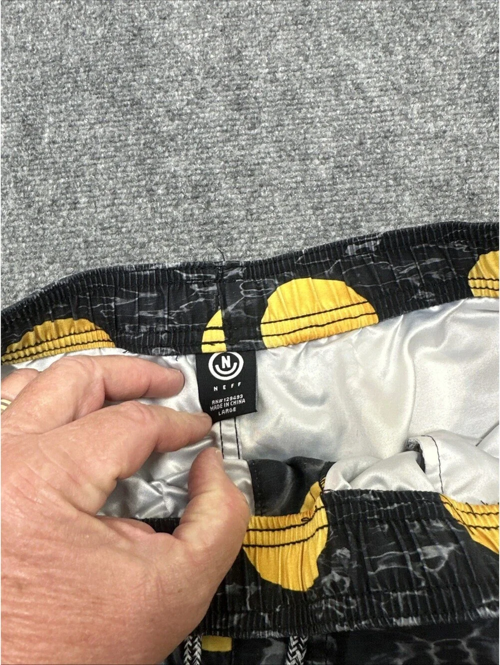 NEFF Swim Shorts Men Size L Black Rubber Duck Trunks Surf Skate